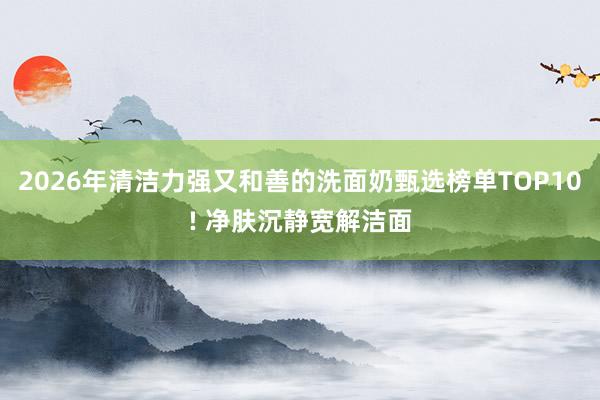 2026年清洁力强又和善的洗面奶甄选榜单TOP10! 净肤沉静宽解洁面