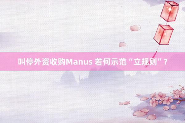 叫停外资收购Manus 若何示范“立规则”?