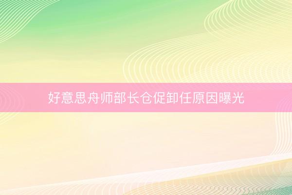 好意思舟师部长仓促卸任原因曝光